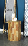 Dermot Hexagon Sunburst Top Accent Table Natural