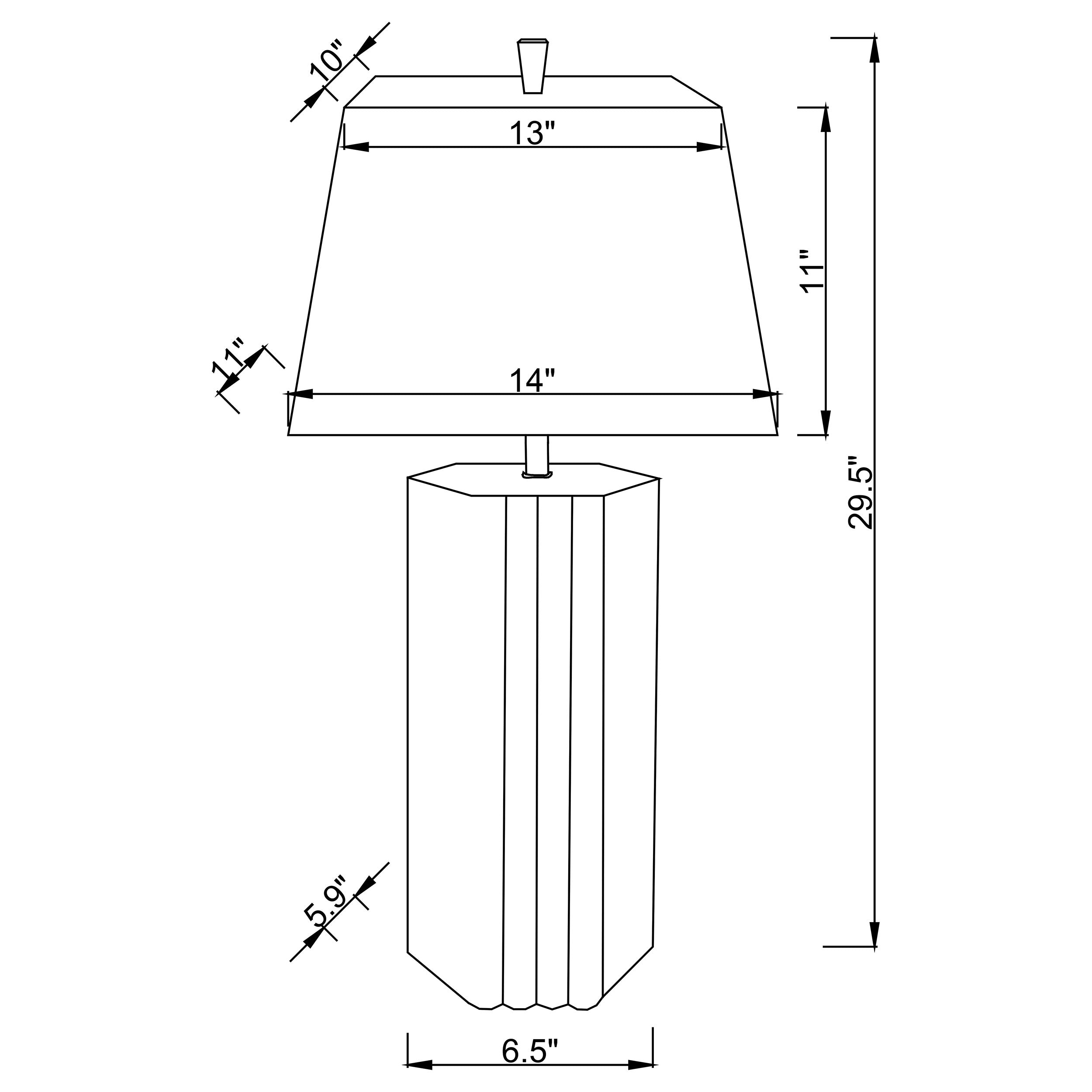 Elena 30-inch Square Tapered Mirrored Table Lamp Brown