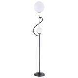 Dacki 69-inch Dual Spherical Bulb Metal Floor Lamp Black