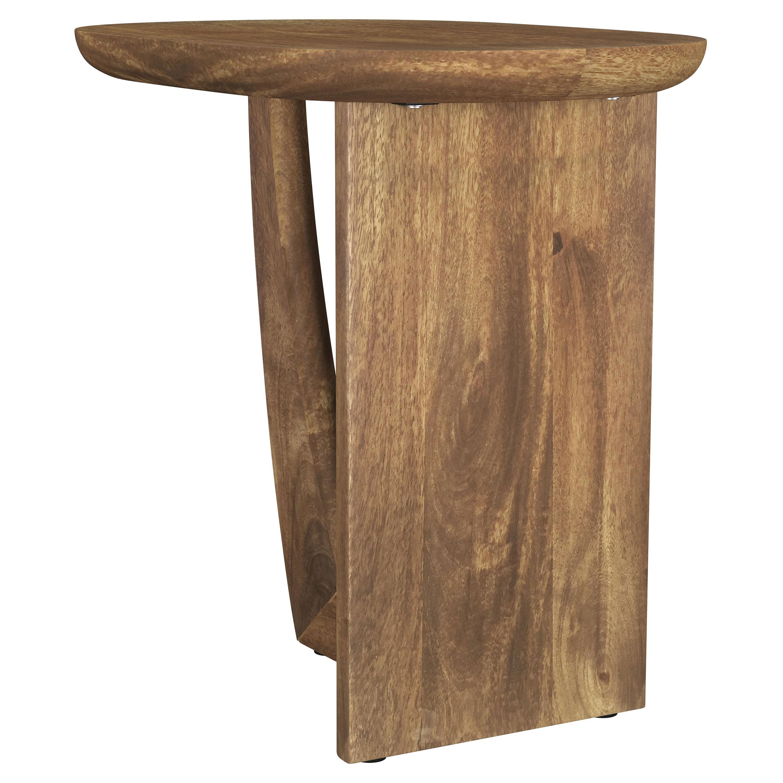 Fletcher Round Solid Mango Wood Accent Side Table Brown