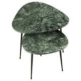 Tobias 2-piece Triangular Marble Top Nesting Table Green and Black