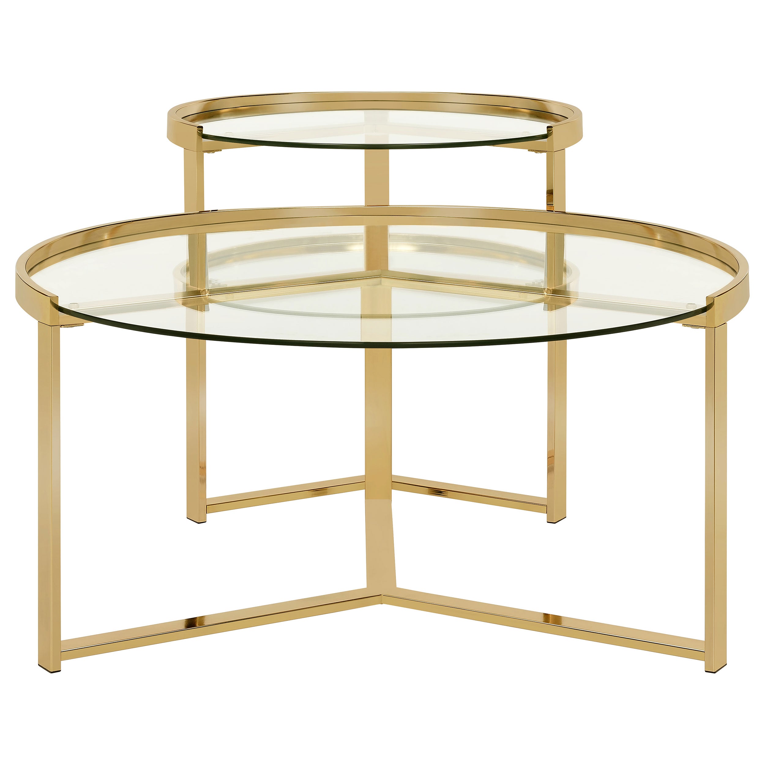 Delia 2-piece Round Nesting Table Clear and Gold