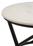 Miguel Round Accent Table with Marble Top White and Black