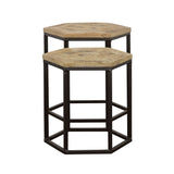 Adger 2-piece Hexagon Nesting Tables Natural and Black