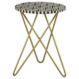 Xenia Round Accent Table with Hairpin Legs Black and White