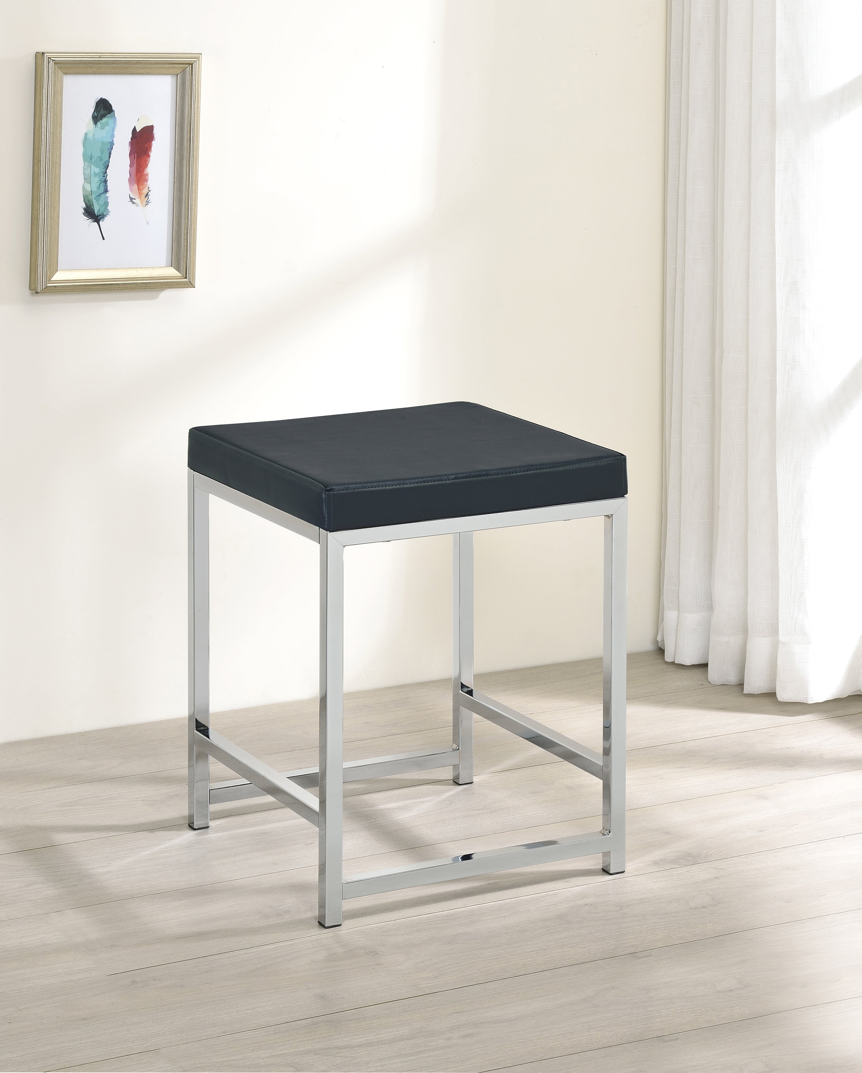 Afshan Upholstered Square Padded Cushion Vanity Stool