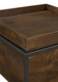 Ondrej Square Accent Table with Removable Top Tray Dark Brown and Gunmetal