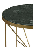 Eliska Round Accent Table with Marble Top Green and Antique Gold