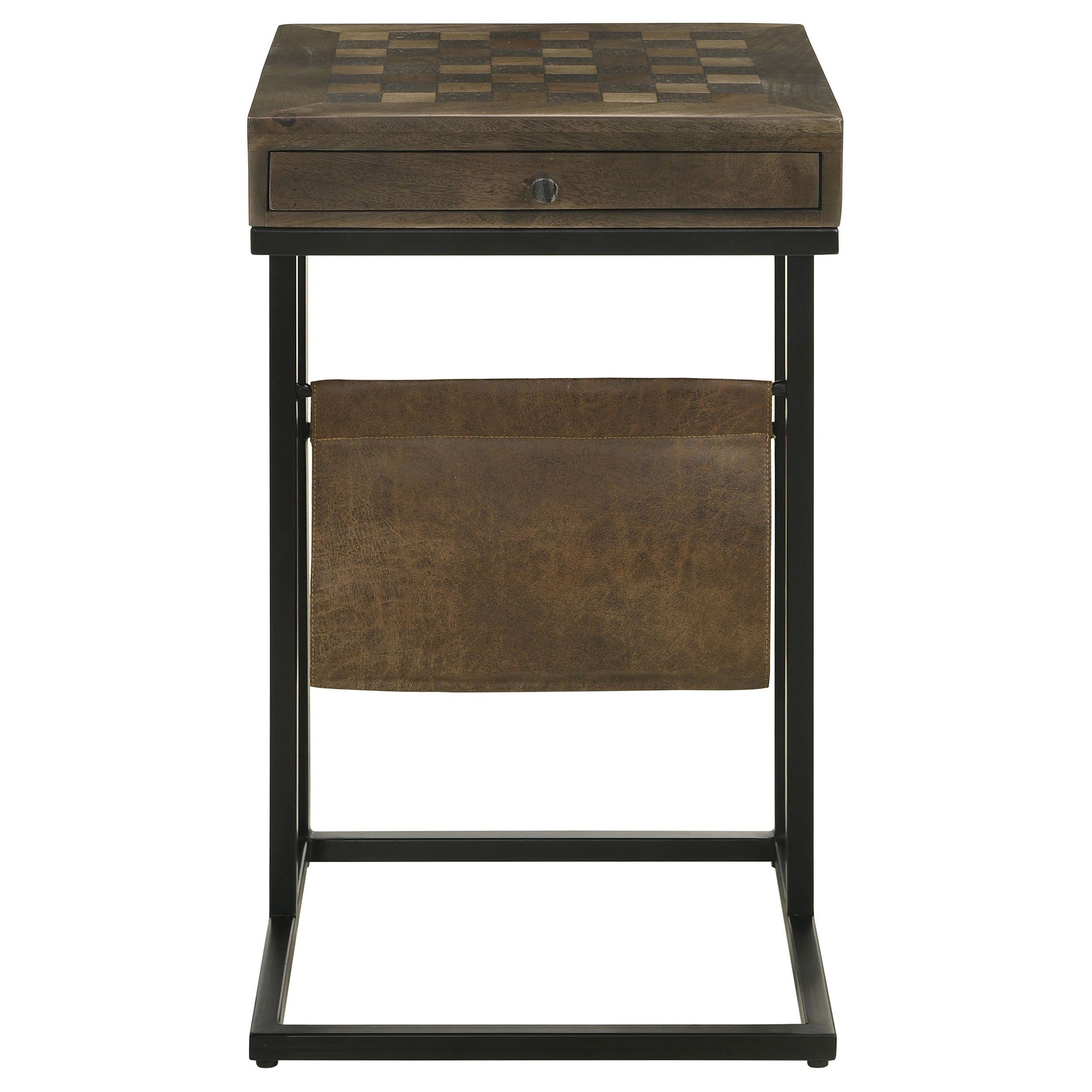 Chessie 1-drawer Square Side Table With Leatherette Sling Tobacco and Black