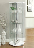 Zahavah 4-shelf Hexagon Shaped Curio Cabinet White and Clear