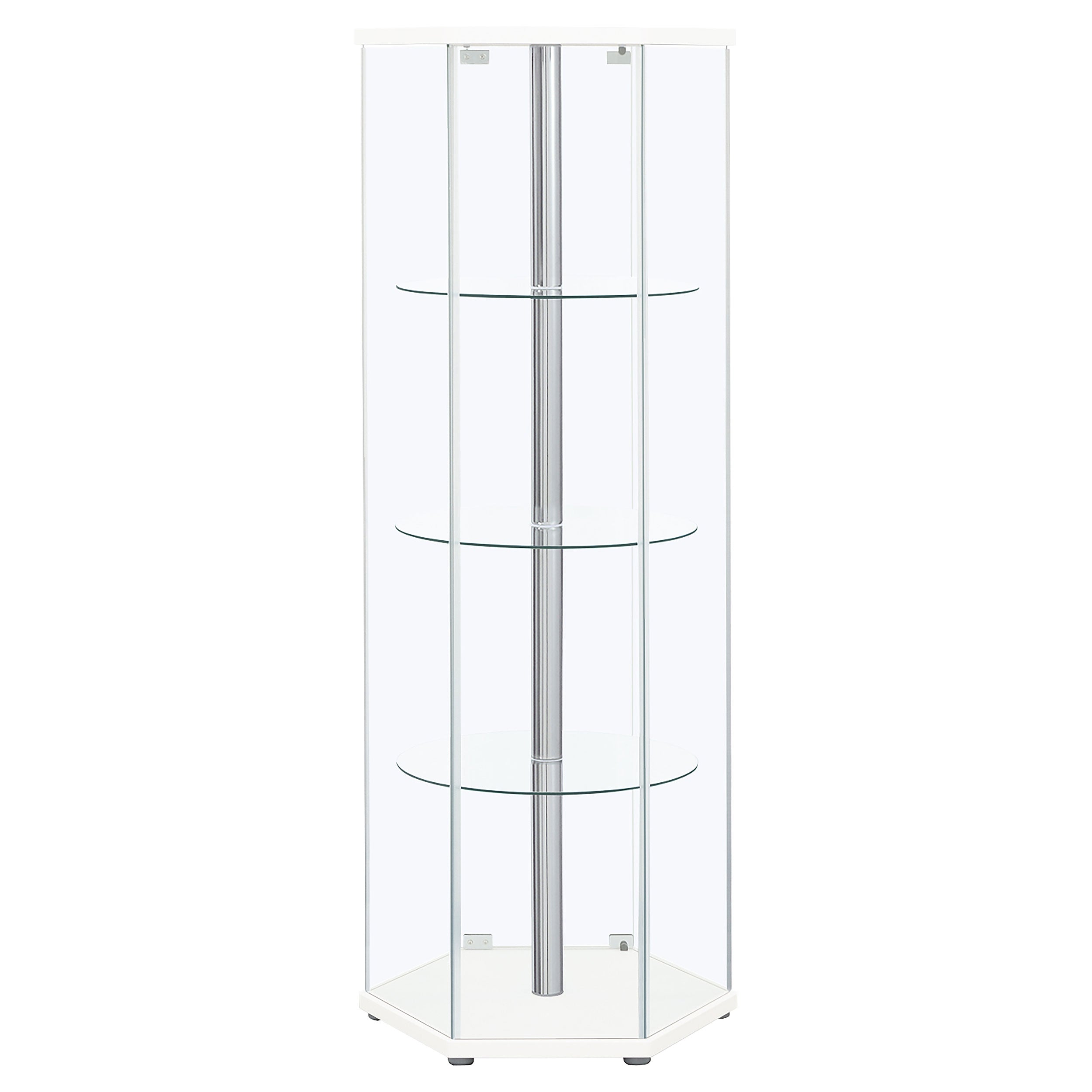 Zahavah 4-shelf Hexagon Shaped Curio Cabinet White and Clear