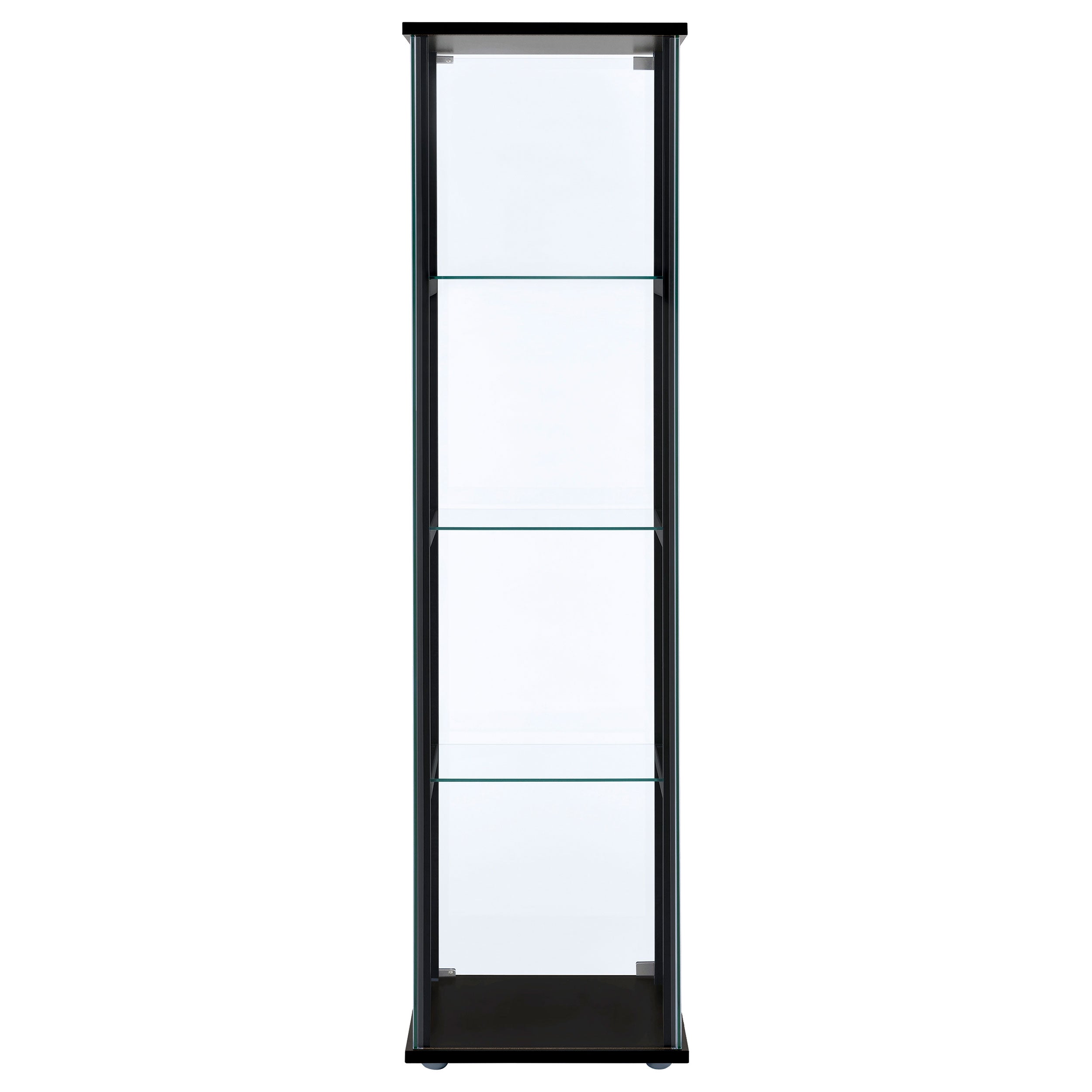 Cyclamen 4-shelf Glass Curio Cabinet Black and Clear