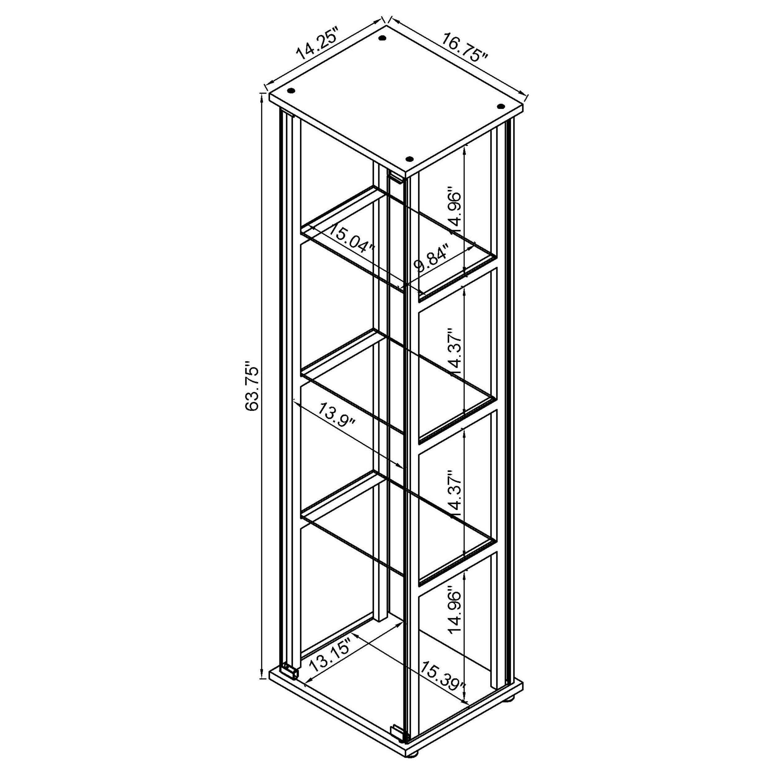 Cyclamen 4-shelf Glass Curio Cabinet Black and Clear