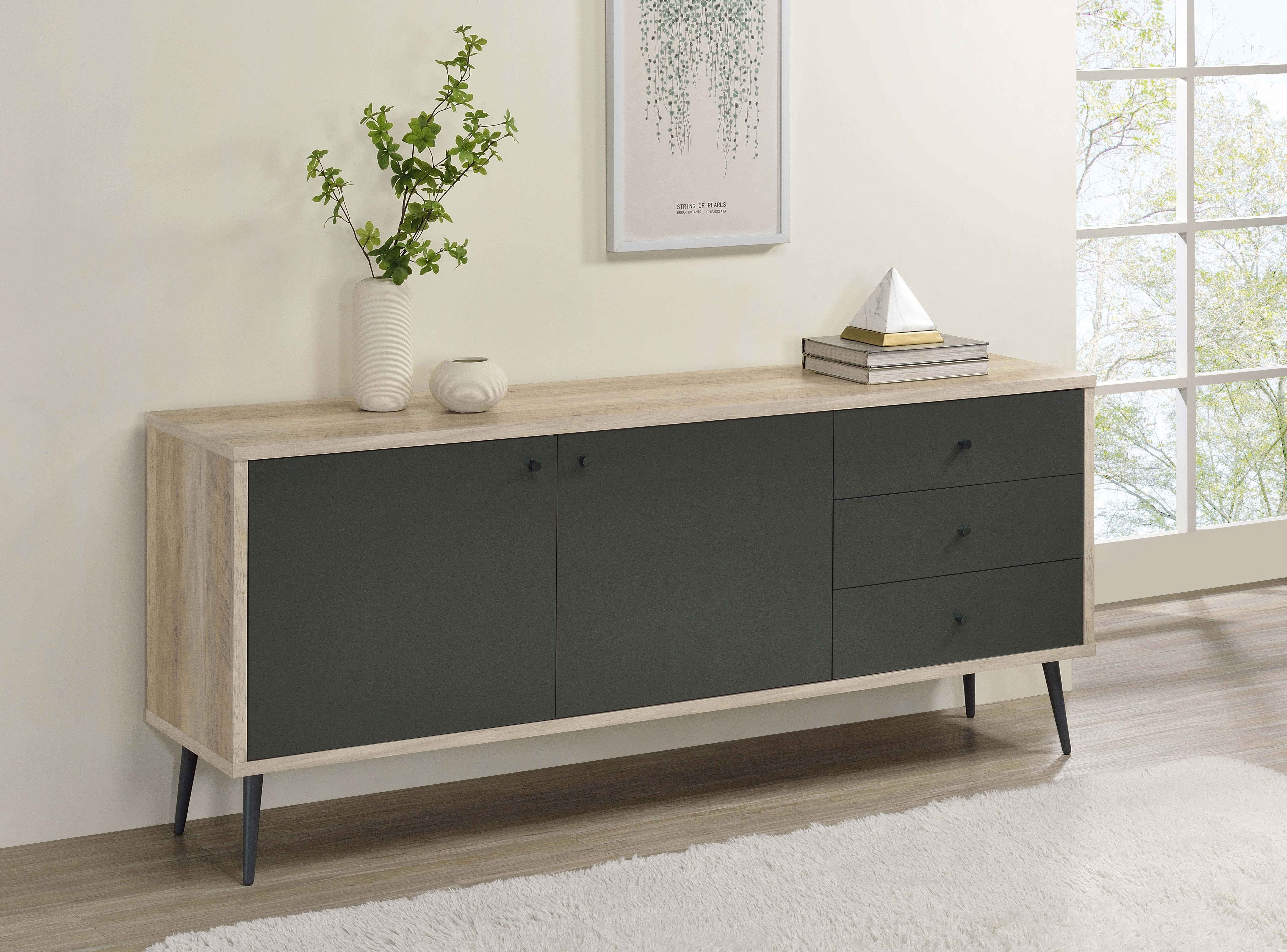 Maeve 2-door Engineered Wood Accent Cabinet Grey and Antique Pine