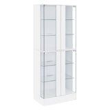 Cabra Display Case Curio Cabinet with Glass Shelves and LED Lighting White High Gloss