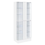 Cabra Display Case Curio Cabinet with Glass Shelves and LED Lighting White High Gloss