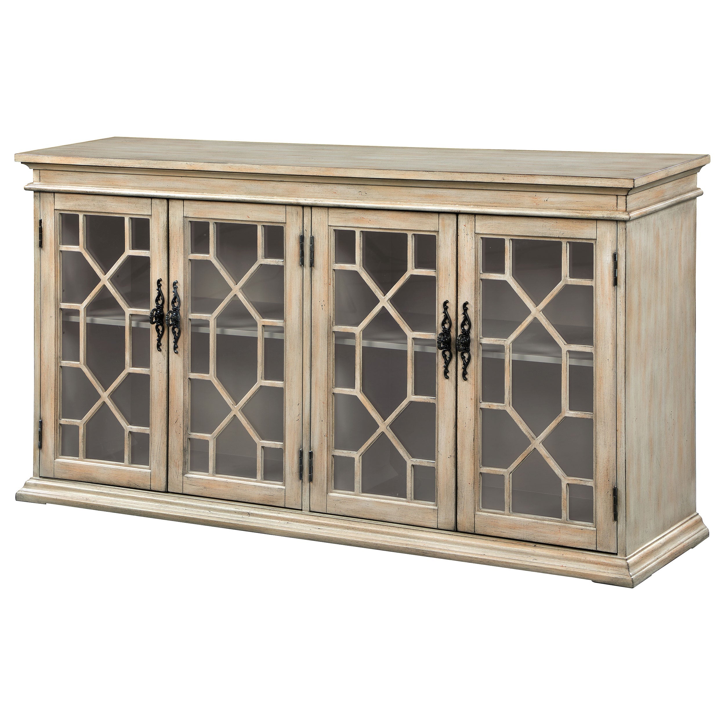 Kiara Glass Door Accent Cabinet Light Honey