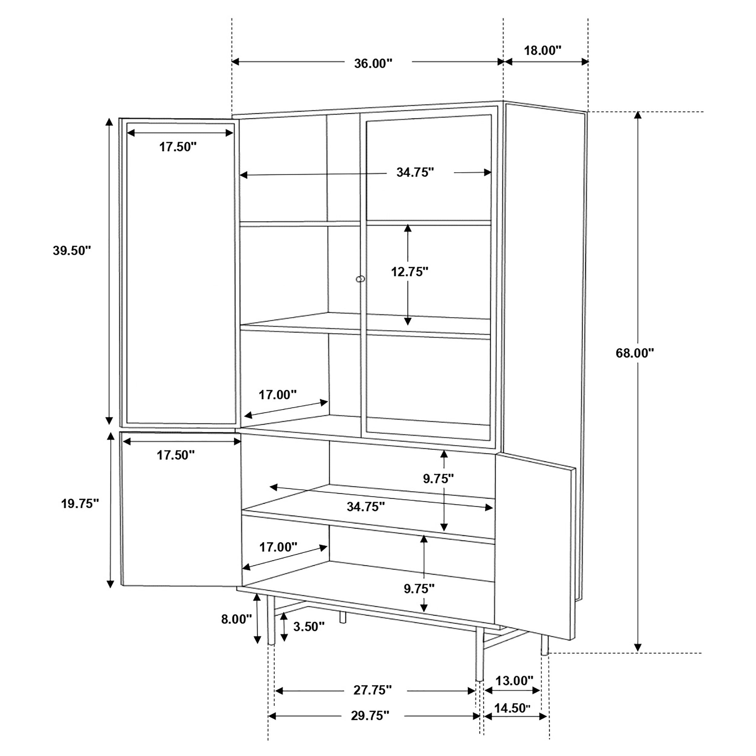 Santiago Rectangular 4-door Cabinet Matte Black