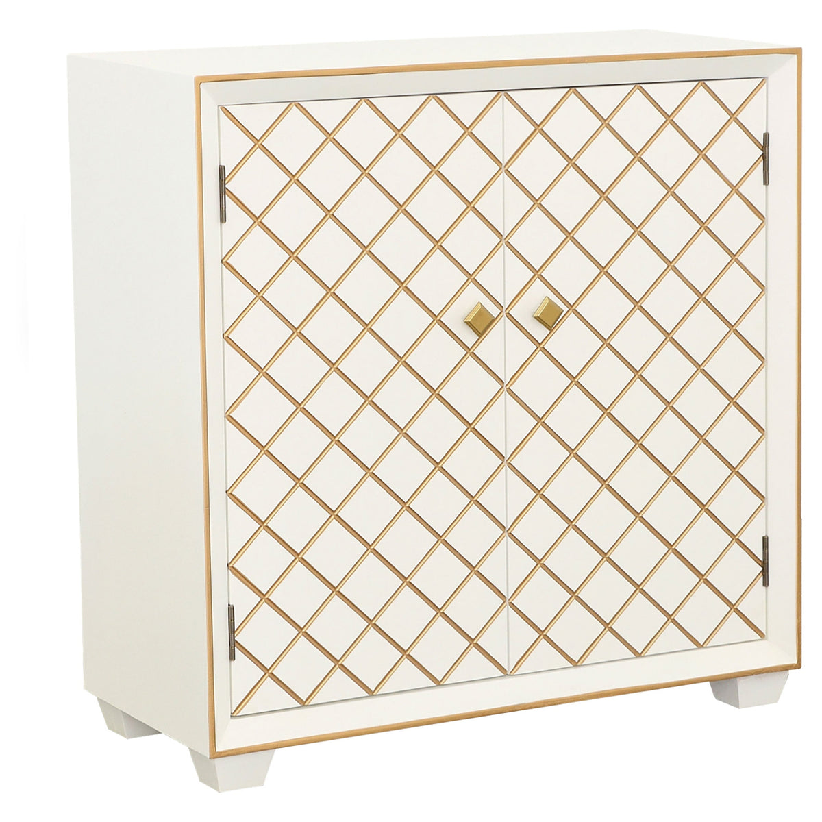 Belinda 2-door Accent Cabinet White and Gold