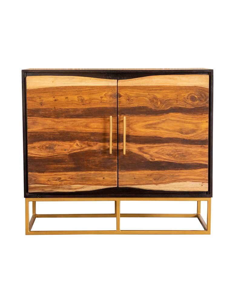 Zara 2-door Accent Cabinet Black Walnut and Gold