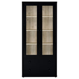 Hawthorne 4-shelf Glass Door Tall Cabinet with Drawers Black