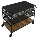 Evander Accent Storage Cart with Casters Natural and Black