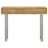 Draco Console Table with Hand Carved Drawers Natural