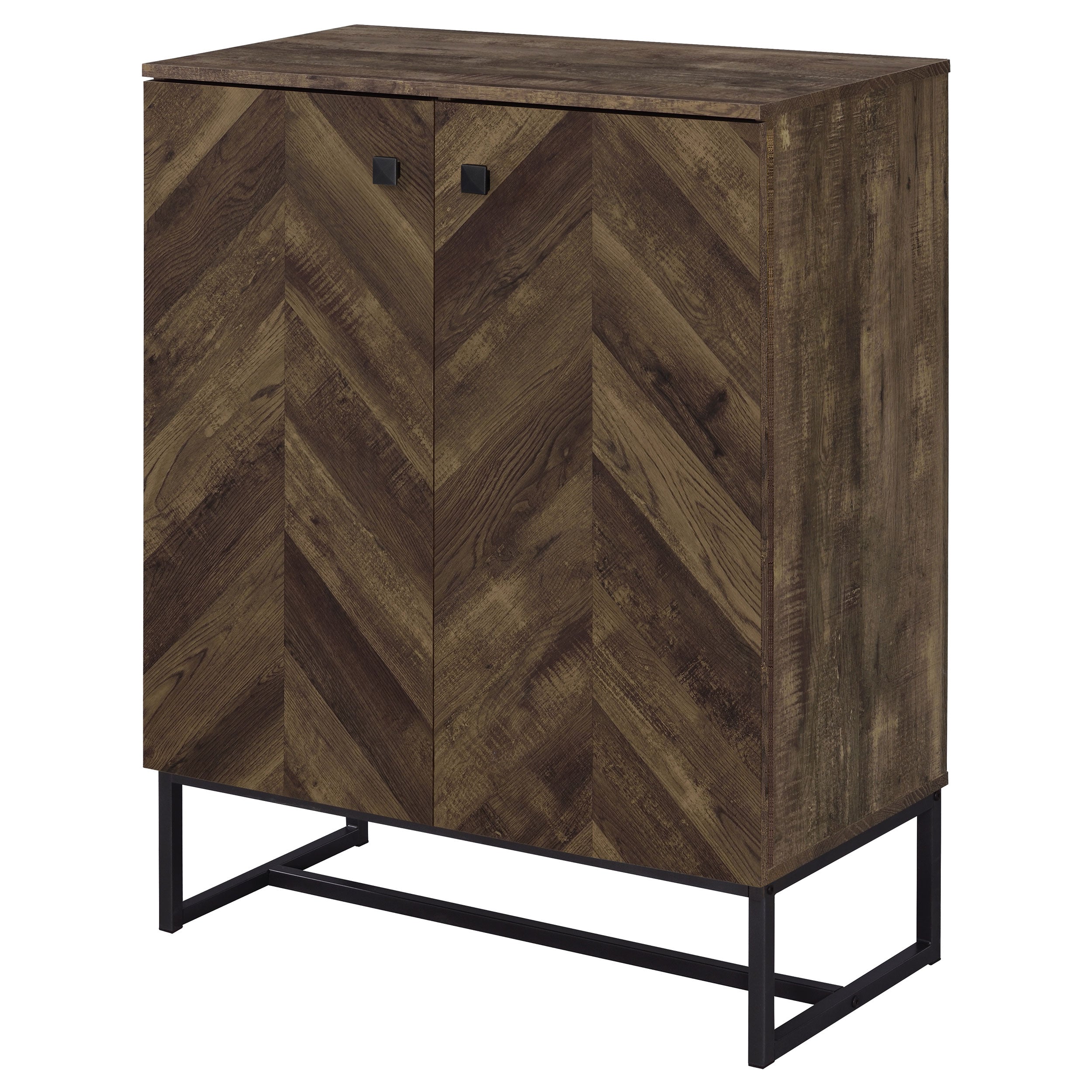 Carolyn 2-door Accent Cabinet Rustic Oak and Gunmetal