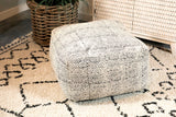 Landry Square Upholstered Floor Pouf Cream and Black