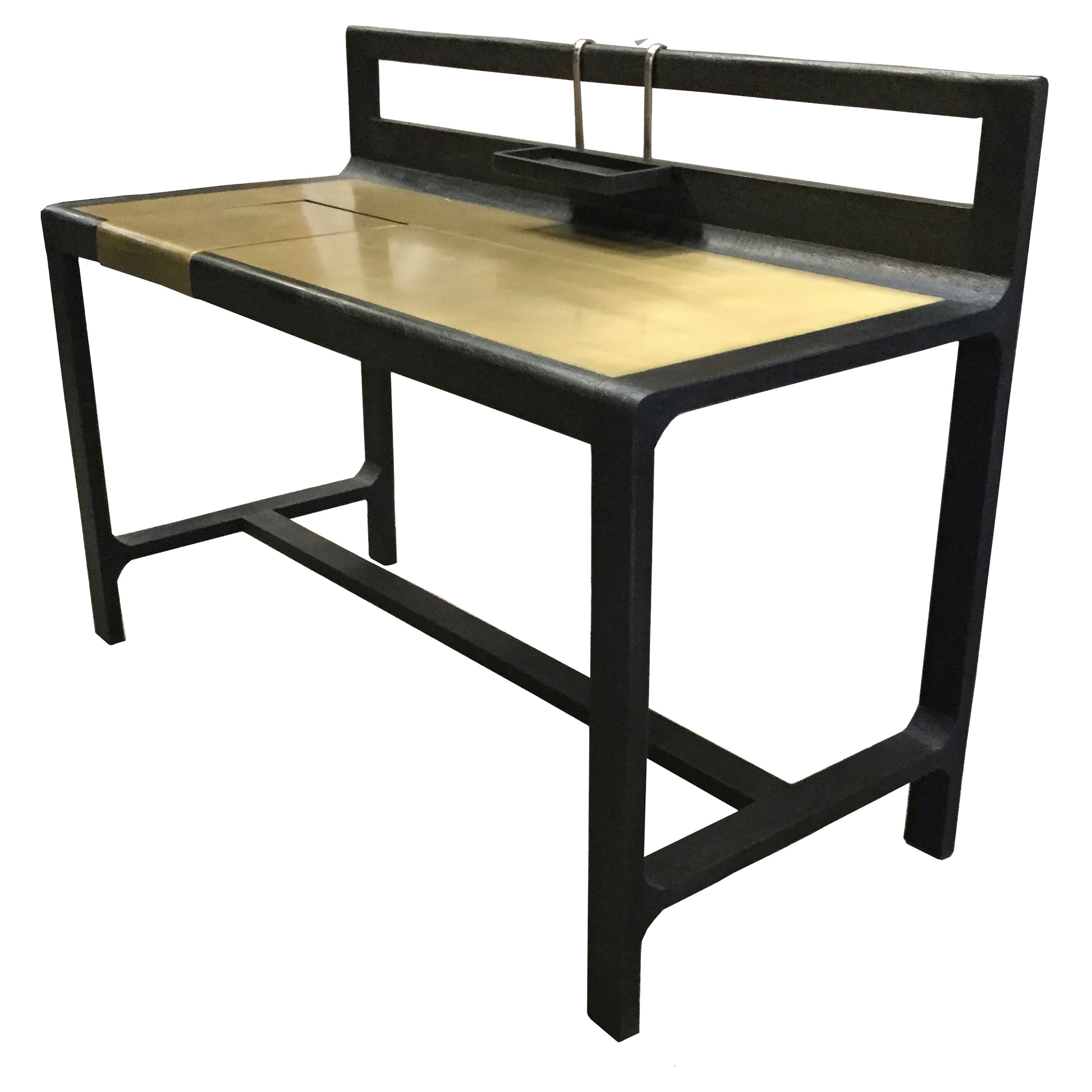 Purston Writing Desk with Hidden Storage Black and Brass