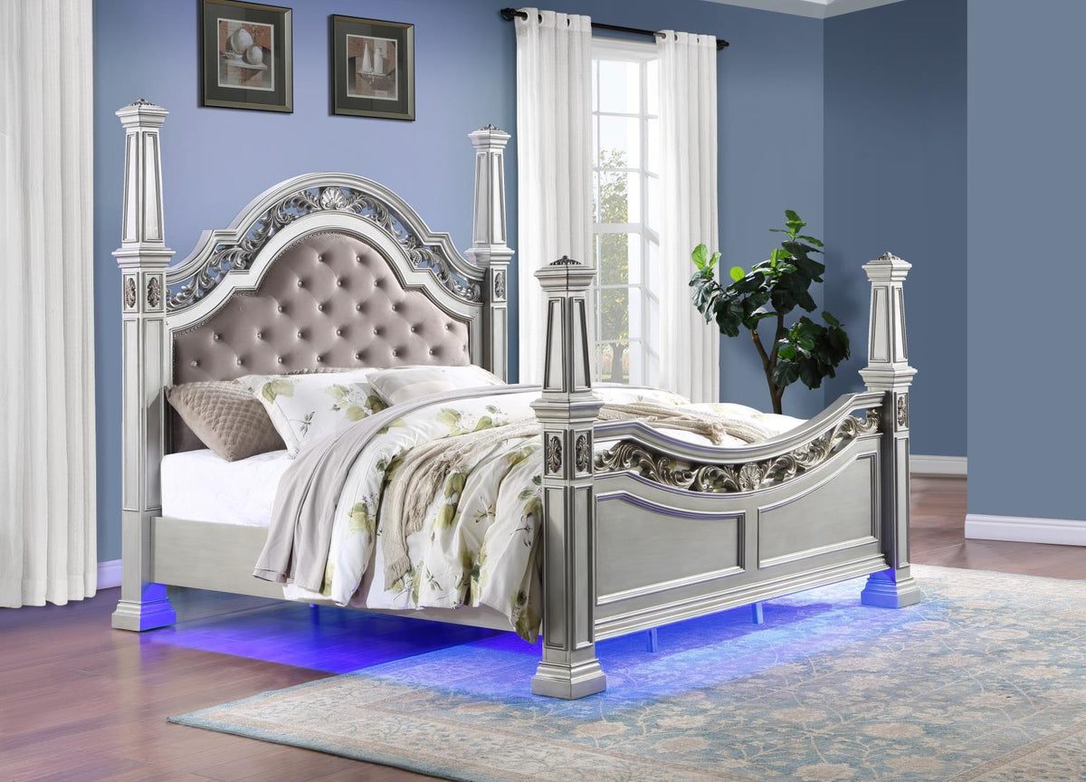 Silver Metallic Queen Bed