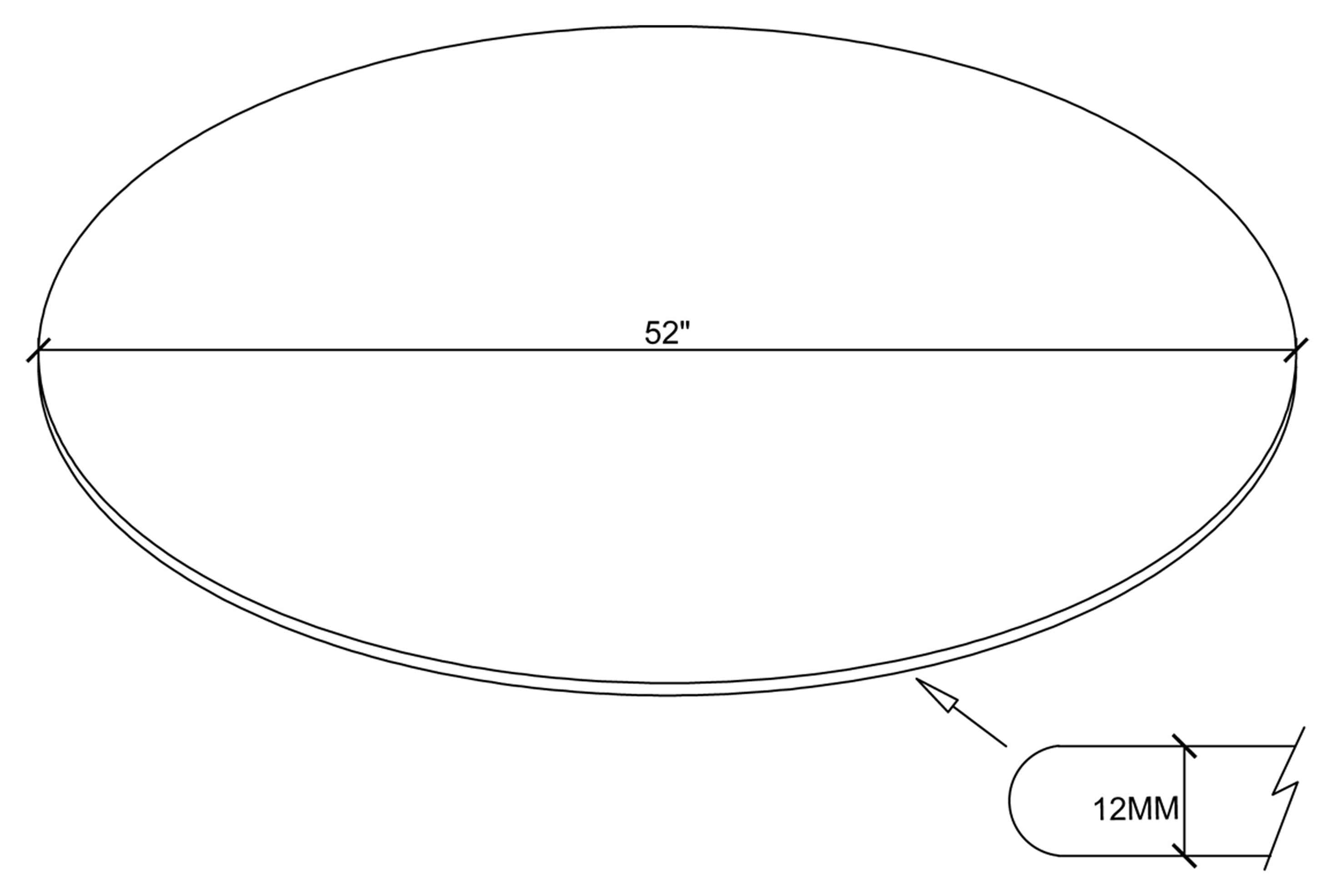 52-inch 12mm Round Clear Tempered Glass Top