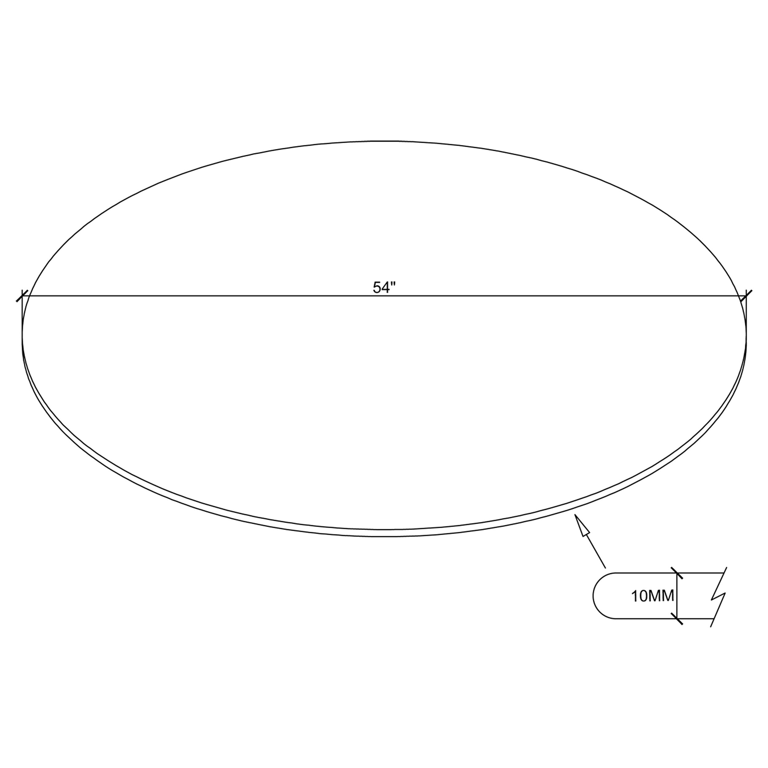 54-inch 10mm Round Clear Tempered Glass Top