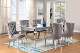 Table & 4 Gray Velvet Side Chairs