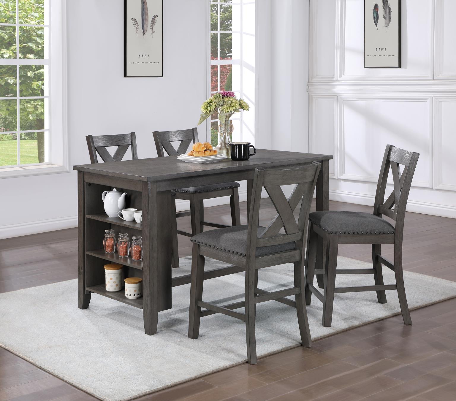 Gray Pub Table With Wine Rack