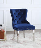 Dark Navy Velvet Dining Side Chair W/Chrome Legs (Price Per Chair/Moq 2)