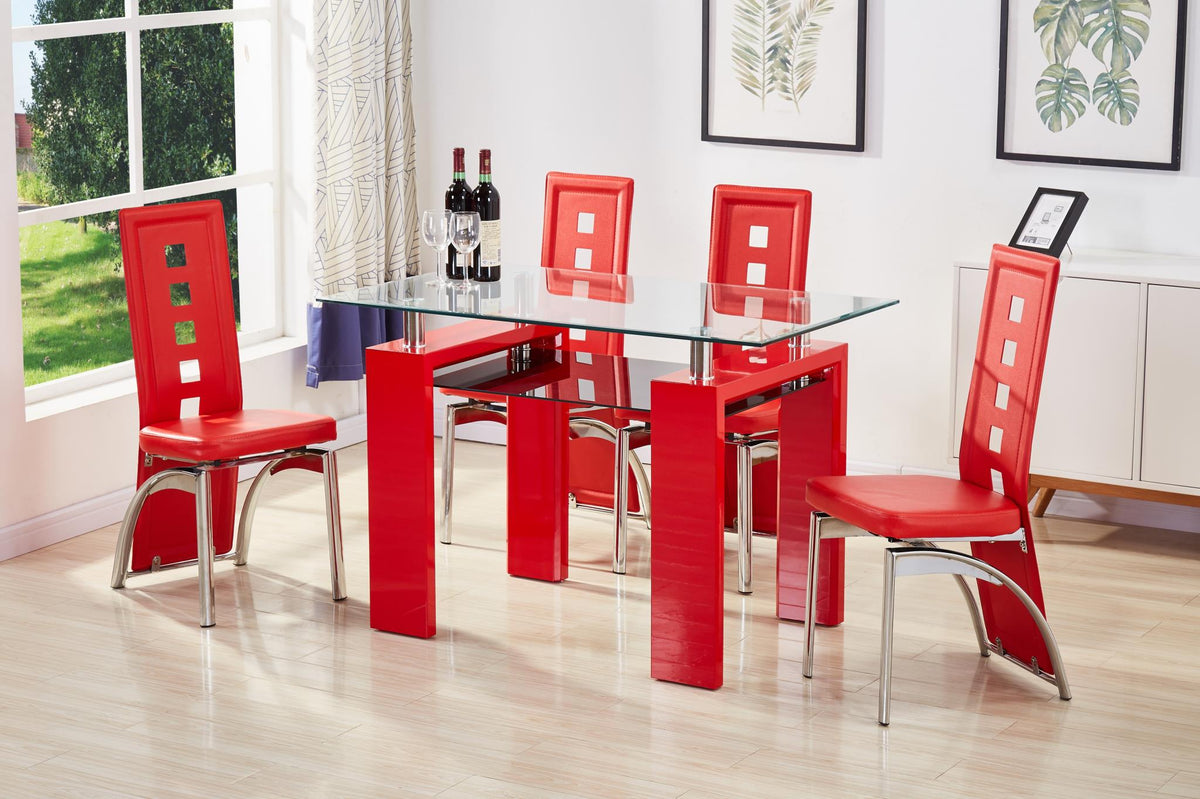 Red Glass Dinette Table