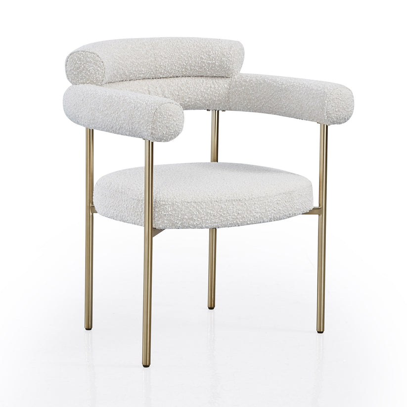 Granule Fabric Dining Chairs with Brushed Gold or Black Base