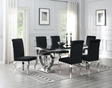 Dining Table (Black Marble) & 4 Black Leather Chairs