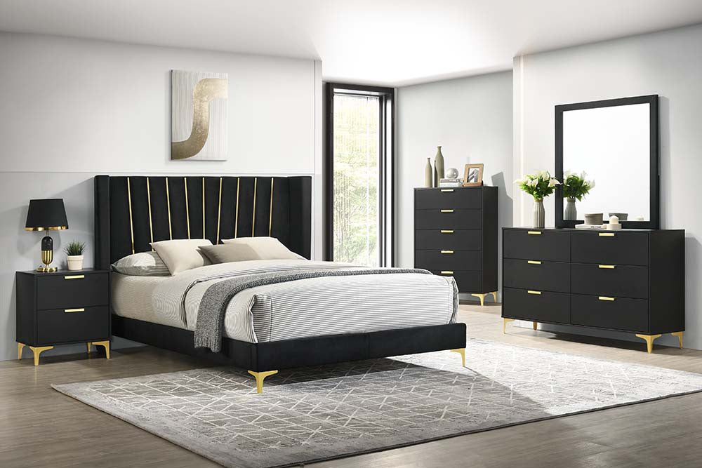 Kendall  Upholstered Tufted Bedroom Set Black