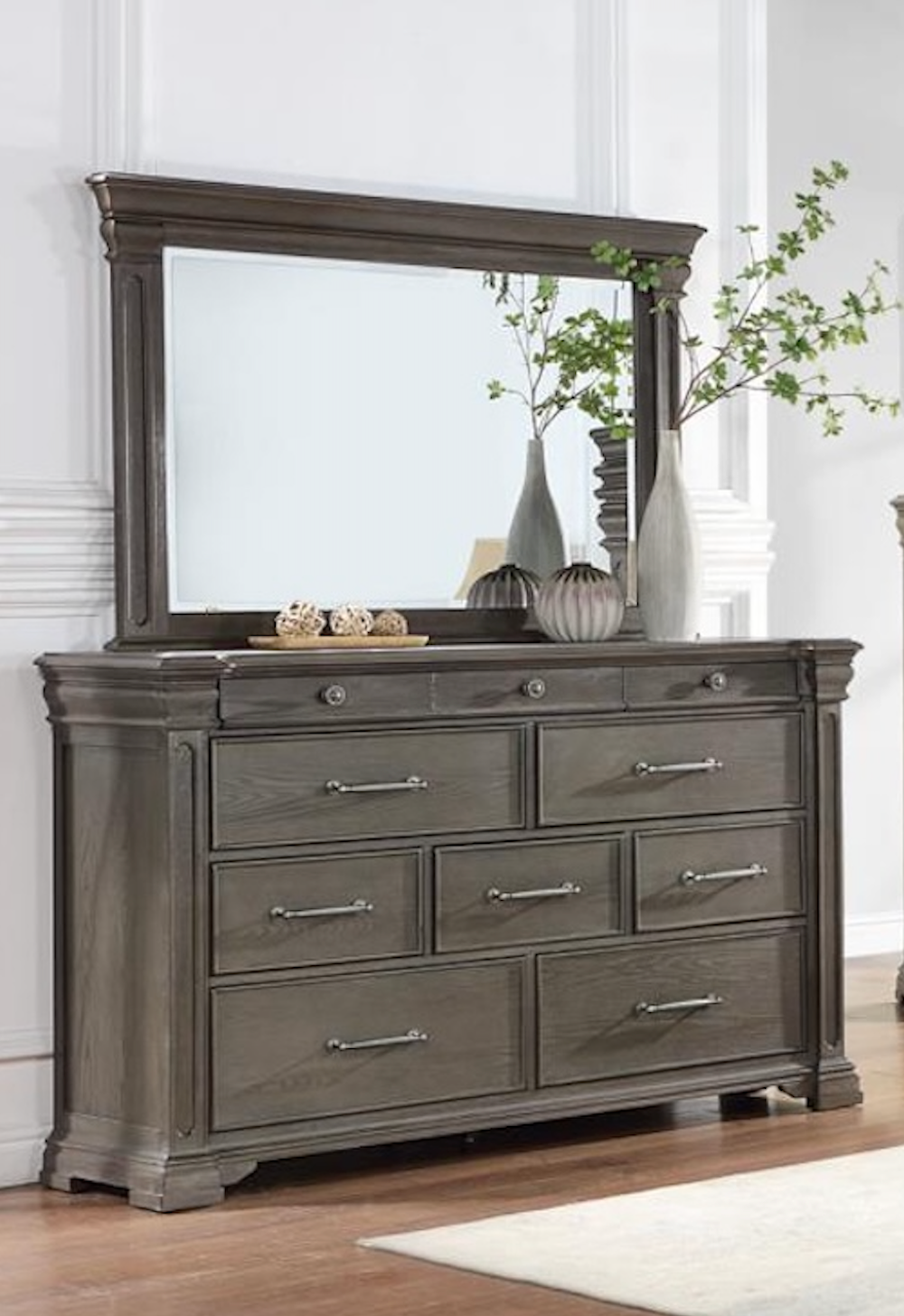 King Bed-Dresser-Mirror