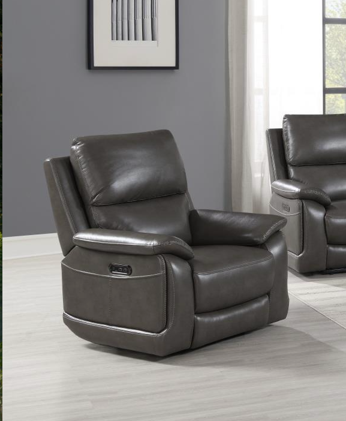 Gray Reclniing Chair (Gel Leather)