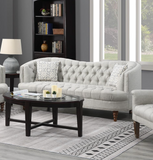 Gray Sofa W/Two Pillows & Wooden Legs