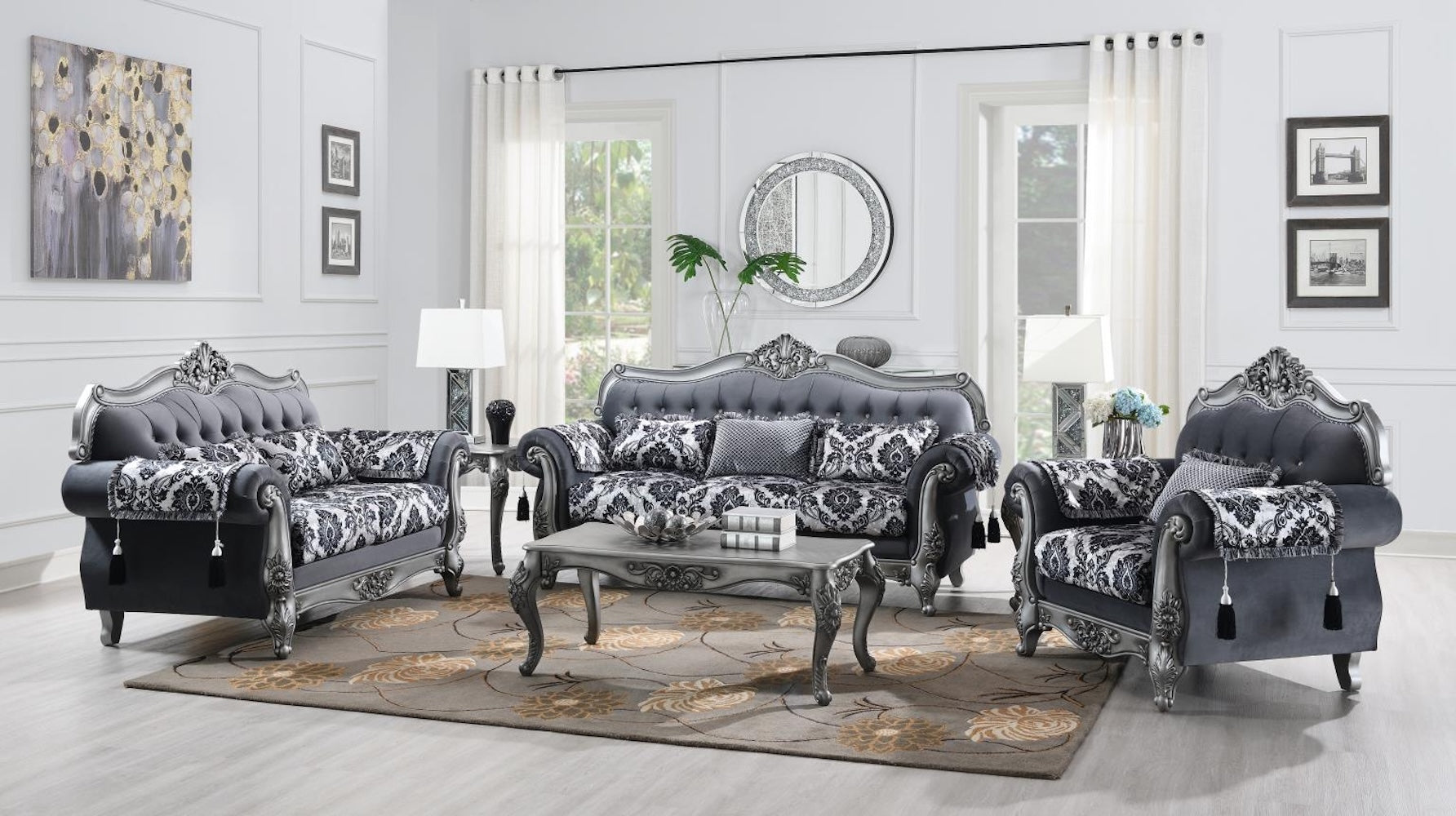 Traditional Gray Loveseat