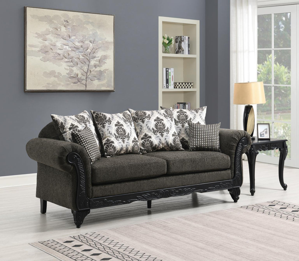 Traditional Charcoal Sofa