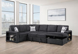 Black 3 Pc Sectional W/Usb (Type A+C)