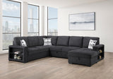 Black 3 Pc Sectional W/Usb (Type A+C)