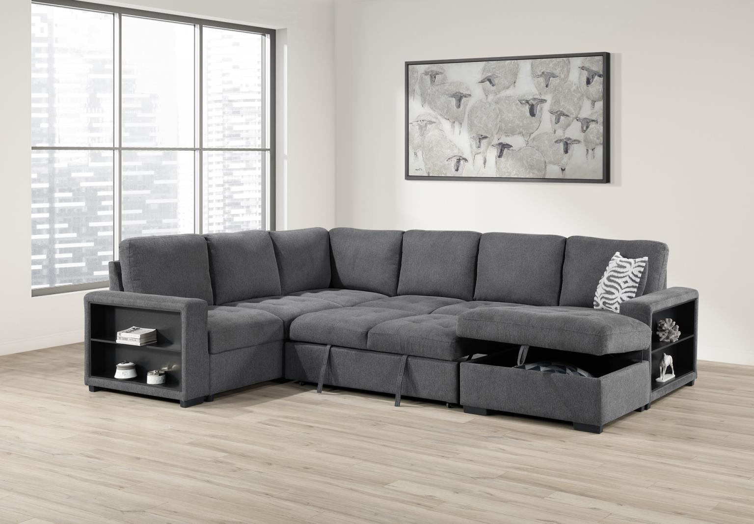 Black 3 Pc Sectional W/Usb (Type A+C)