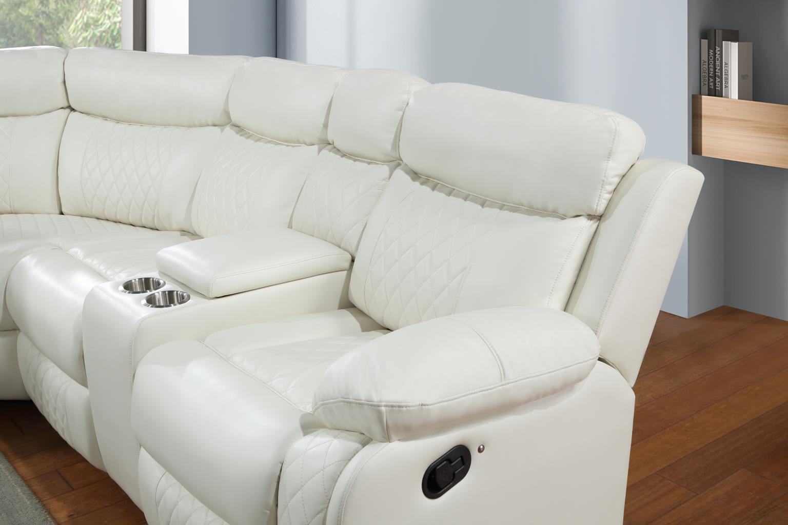 White Motion 3 Pc Sectional W/Bluetooth Speaker