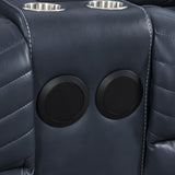 Navy Power Reclining Loveseat W/Led Light & Speaker